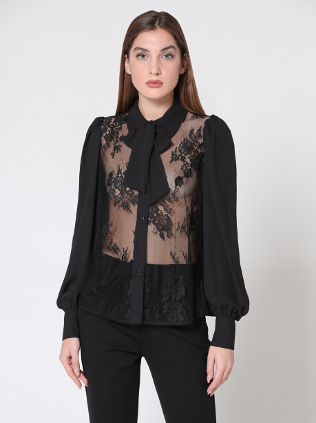 Camicia con inserti in pizzo - 4