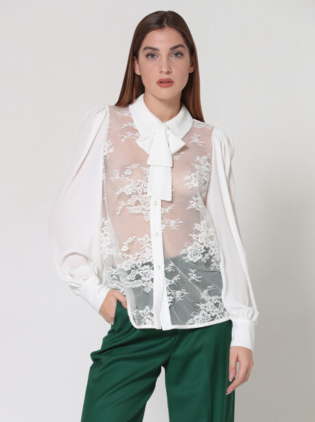 Camicia con inserti in pizzo - 4