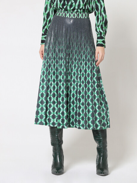 Full sequin pleated printed skirt - 5