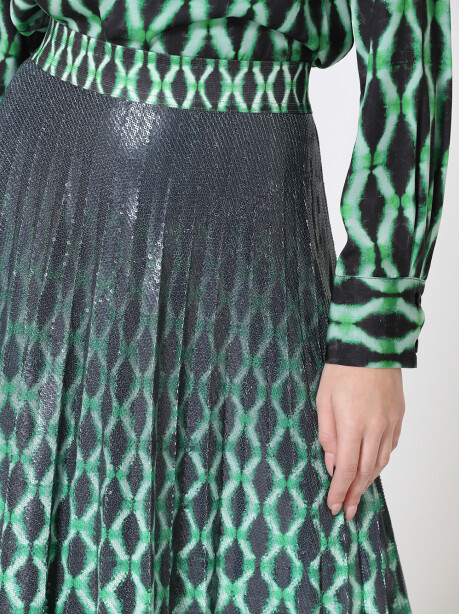 Full sequin pleated printed skirt - 6