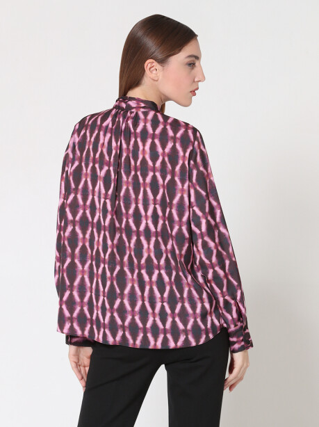 Blusa stampa geometrica con rouches - 6
