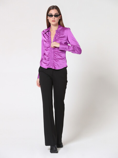 Blouse with gathered neckline - 4