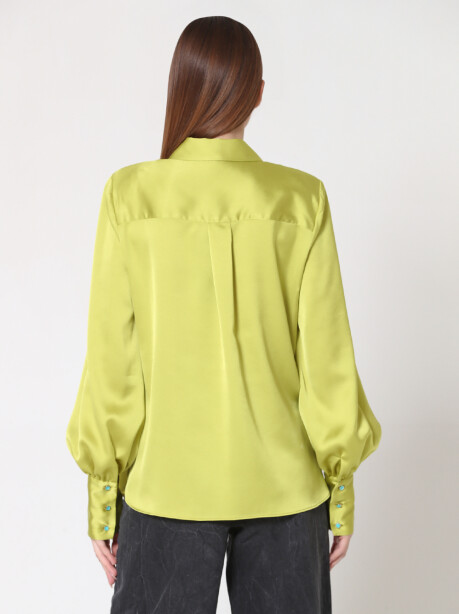 Satin shirt with shoulder pads - 5