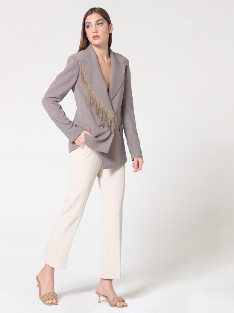 Blazer doppiopetto con frange - 4