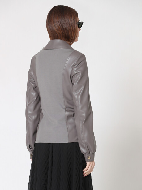 Leather jacket with drapes - 6