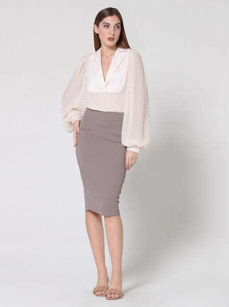 Blouse with pleated sleeves - 3