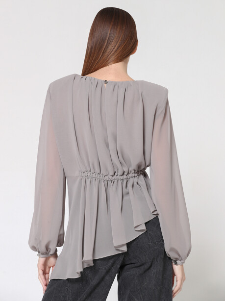 Blusa asimmetrica con arriccio - 3