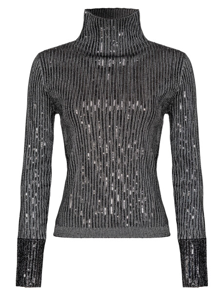 Ribbed turtleneck with sequin applications - 1