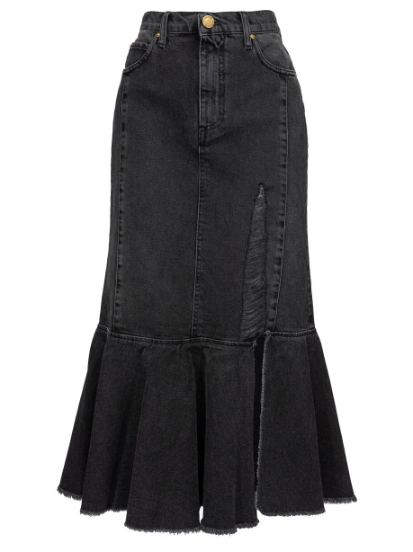 Longuette skirt in black denim - 1