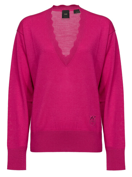 Pullover scollo a V con ricamo - 1