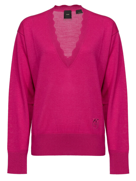 Pullover scollo a V con ricamo - 1