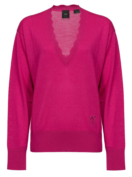 V-neck pullover with embroidery - 1