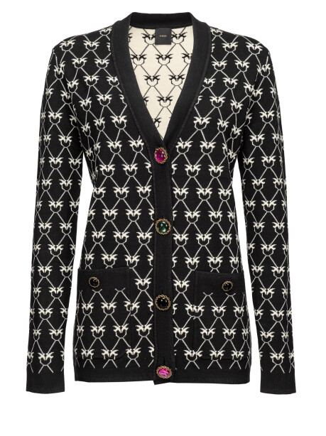 Monogram cardigan with jewel buttons - 4