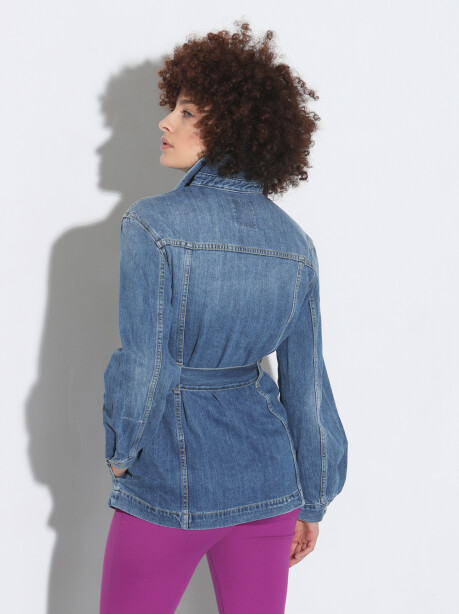 Giaccone in denim con fibbia - 2