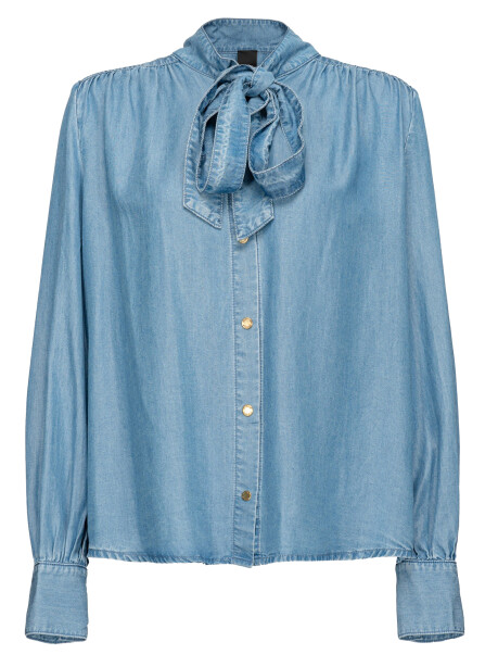 Camicia in denim leggero con fiocco - 1