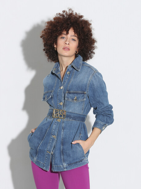 Giaccone in denim con fibbia - 4