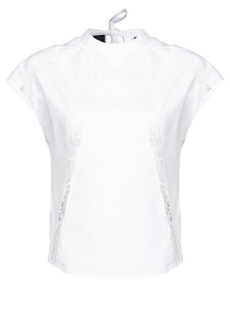 Sleeveless top in poplin and lace - 4