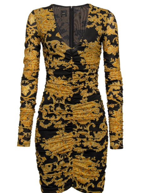 Baroque print draped dress - 4