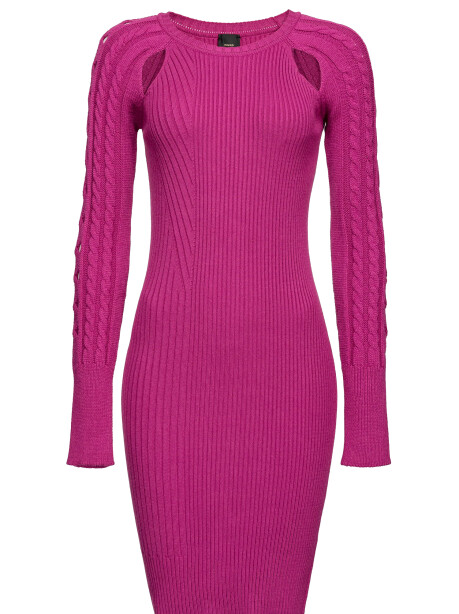 Knitted mini dress with braids and cut out - 1