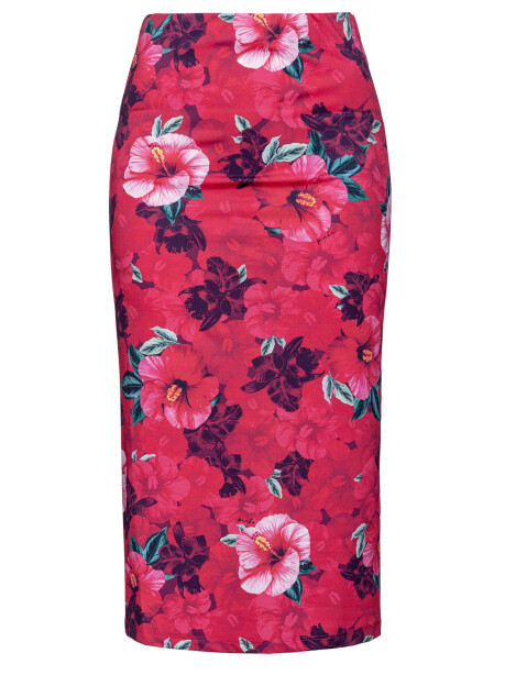 Midi skirt in hibiscus flower print - 1