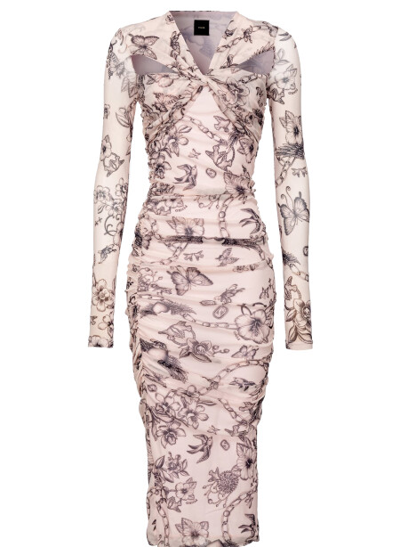 Longuette dress in tattoo print - 1