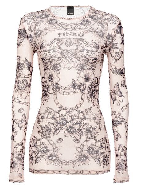 Long-sleeved top in  tattoo print - 1