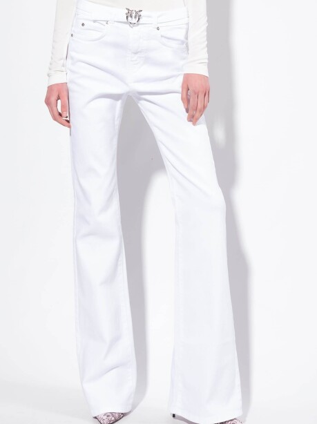 Pantaloni modello flare in bull di cotone - 4