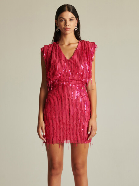 Mini dress with sequin fringes - 4