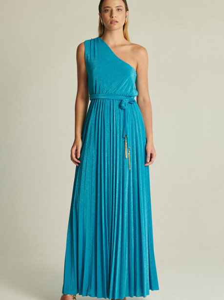 Long one-shoulder dress in lurex - 3