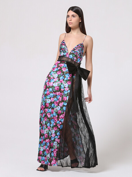 Maxi dress stampa floreale con pizzo - 3