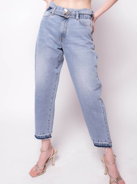 Jeans mom-fit con cintura Love Birds - 4