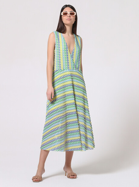 Multicolor cotton knit dress - 6
