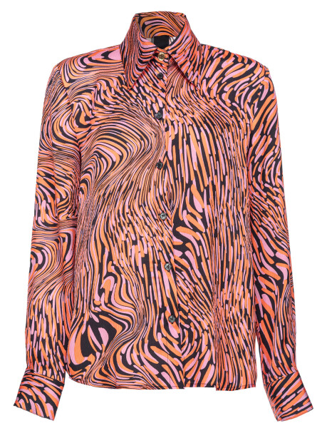 Camicia in raso stampa distorta - 1