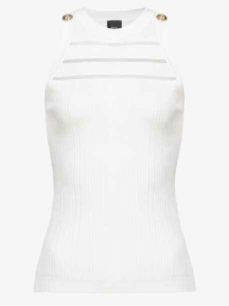 Top a costine con trasparenze - 1
