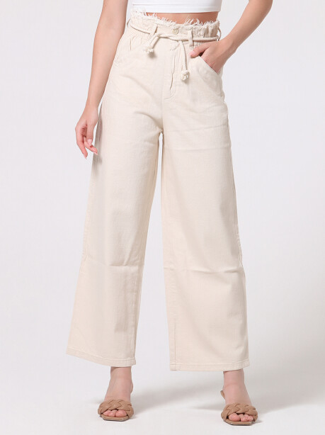 Pantaloni wide leg con elastico in vita - 5