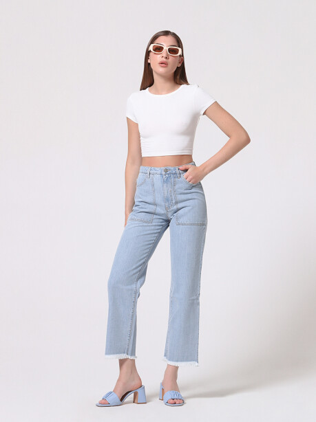 Jeans straight leg con tasconi frontali - 3