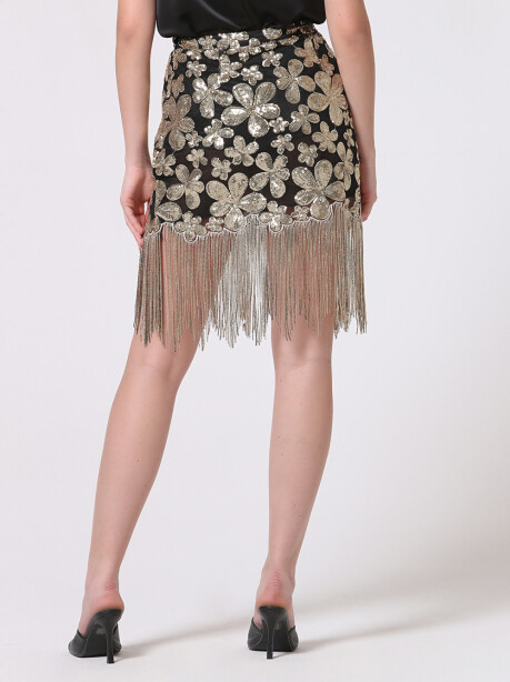 Miniskirt with gold embroidered flowers - 4