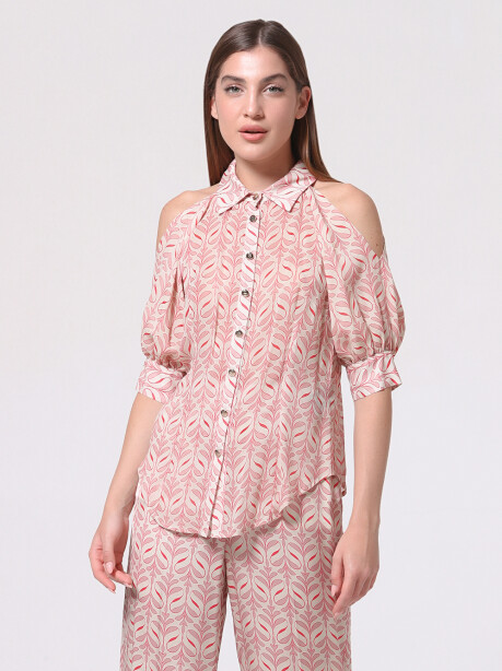 Camicia con oblò sulle spalle fantasia decò - 3