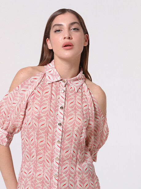 Camicia con oblò sulle spalle fantasia decò - 5