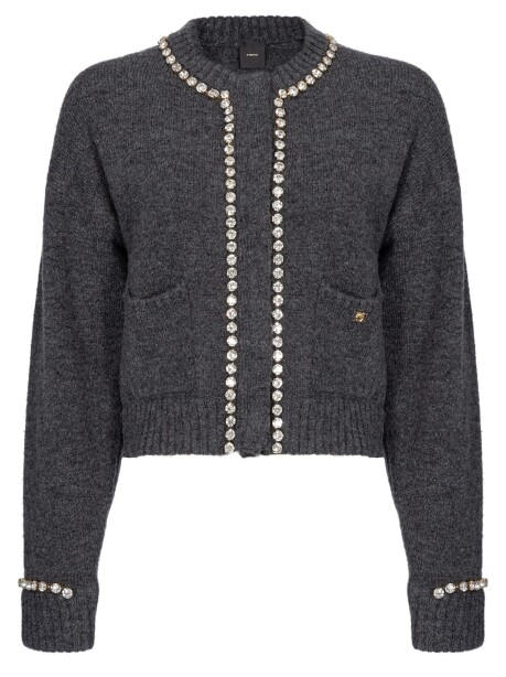Cardigan in lana con strass - 1