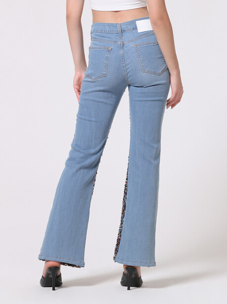 Jeans flare con fronte full paillettes - 3