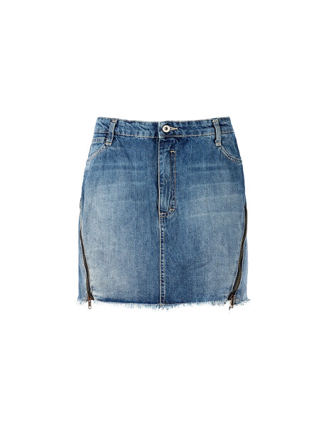 Denim miniskirt with side zips - 1