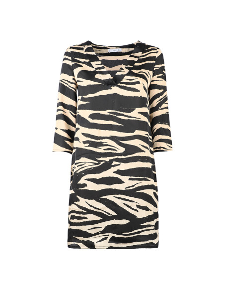 Printed V-neck dress - 1