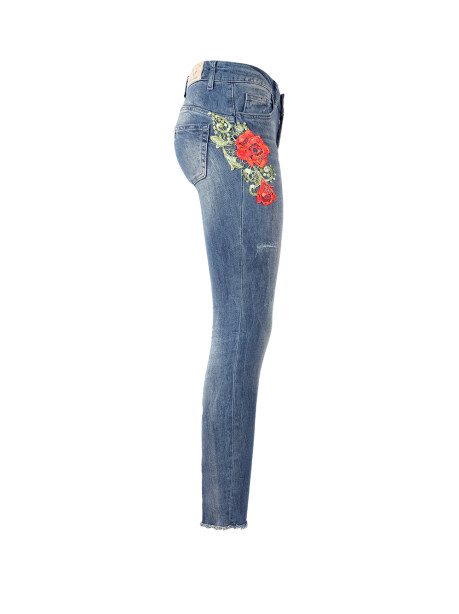 Jeans con applicazione pizzo floreale - 2