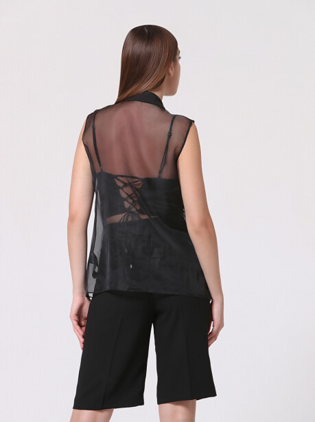Camicia trasparente con bottoni gioiello - 4
