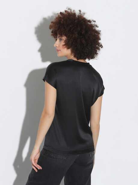 Blusa a maniche corte in raso di seta - 2