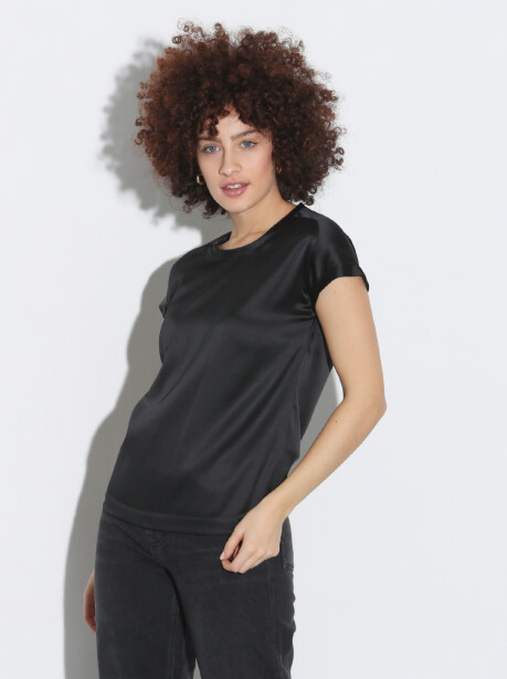 Blusa a maniche corte in raso di seta - 1