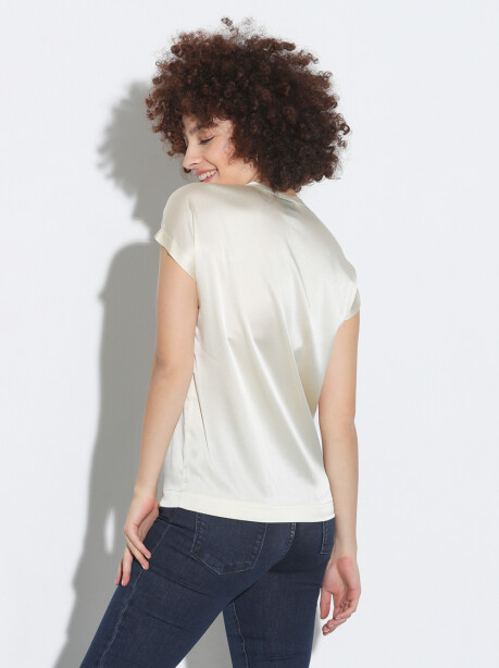 Blusa a maniche corte in raso di seta - 2