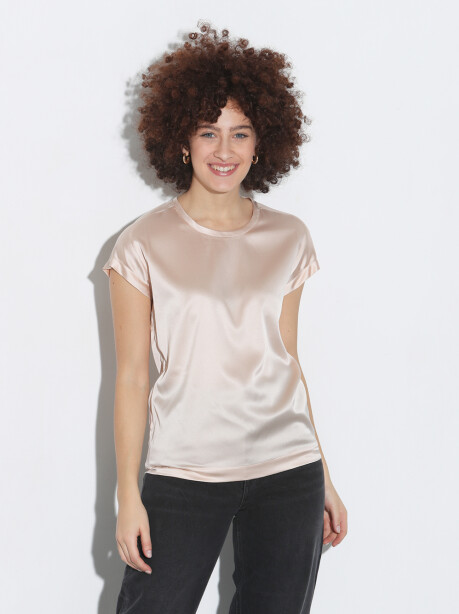 Short-sleeved blouse in silk satin - 3