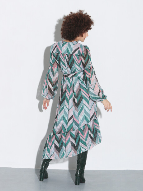 Vestito lungo a righe motivo chevron - 2